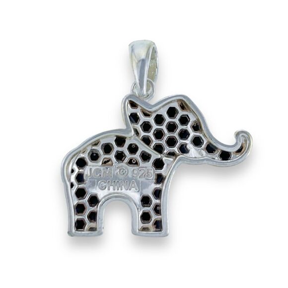 JCM Sterling Silver 925 Pave Multi Color Rainbow Crystal Elephant Pendant - Picture 2 of 3